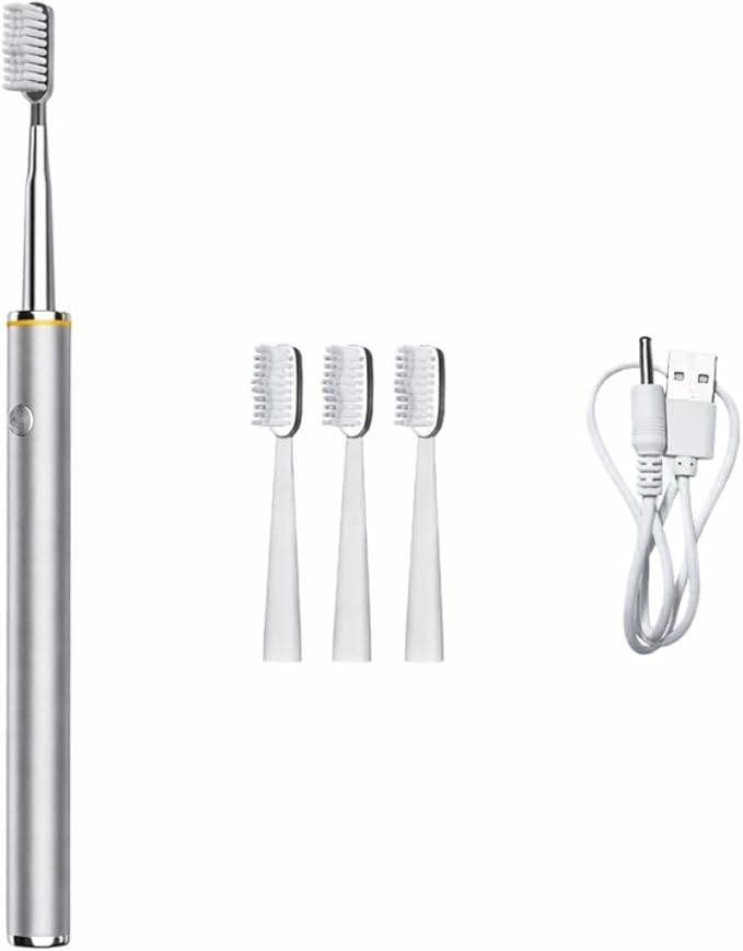 Electric Toothbrush for Adults Rechargeable Cordless Power Toothbrush with 3 Modes 4 Brush Heads 2-Min Timer Electric Tooth Brush Adult Purple or Silver (Silver)