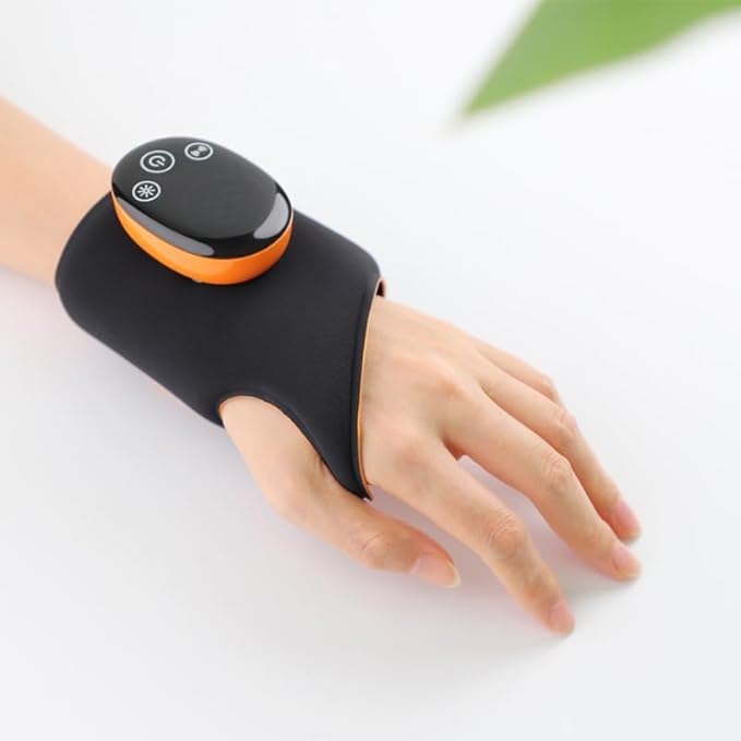 Ms.W Hand Massager Heated Vibrating Wrist Massager Portable Heating Pad with 2 Temps &amp 3 Vibrations for Hand Cordless Electric Wrist Wraps Brace Gifts for Mom Women Men Wife (Black-Wrist-B-Left)