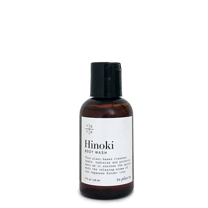 TE + TE Hinoki Body Wash with Pure Japanese Hinoki Essential Oil | Gentle &amp Hydrating | Vegan Travel Size 2 fl. Oz |