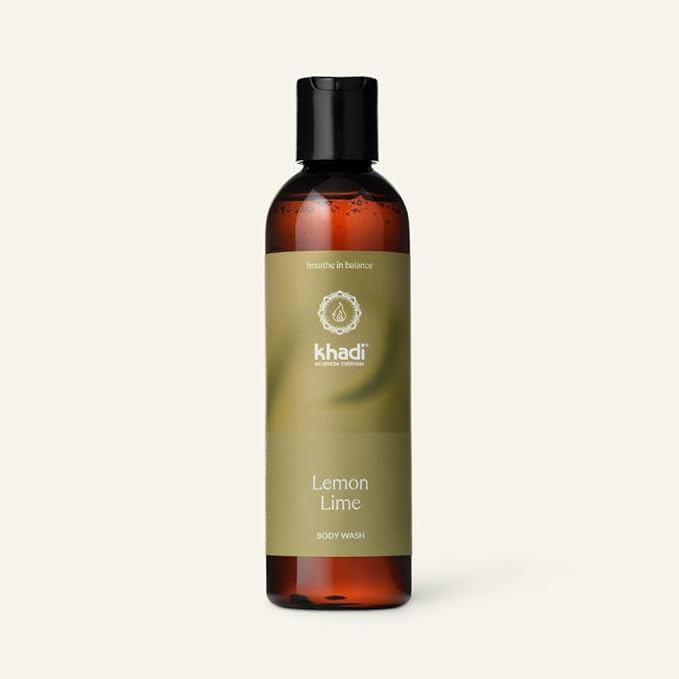 KHADI LEMON LIME BODYWASH – Ayurvedic Shower Gel – 100% Natural – Intensely Cleanses &amp Cares – Revitalizing Lime Lemon &amp Bergamot – 200ml