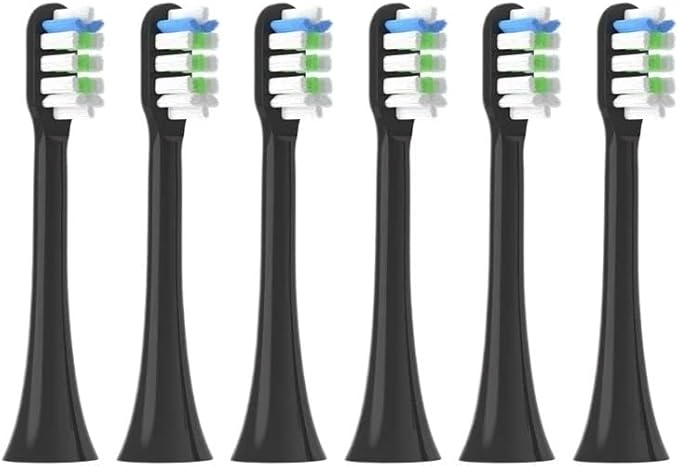 Toothbrushes Head for SOOCAS X3/X3U/X3Pro/V1/X5/X1/D3/D3 Pro Sonic Colorful Toothbrush Soft Bristle Nozzles(6black)