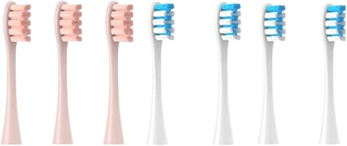 Compatible For OcleanFlow/X/X PRO/ Z1/ F1/ One/Air 2 /SE Brush Heads Soft DuPont Sonic Toothbrush Vacuum Bristle 7pcs Replacement Heads(3Pink 4Blue)