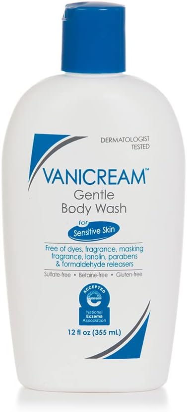 Vanicream Shampoo (12 Fl Oz) Gentle Facial Cleanser with Pump Dispenser (8 fl oz) Gentle Body Wash (12 Ounce) Bundle