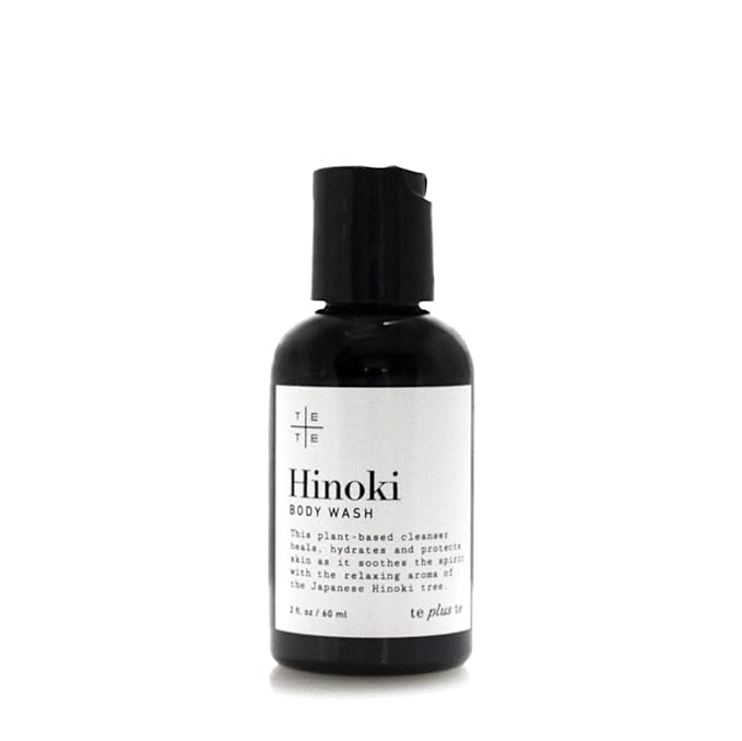 TE + TE Hinoki Body Wash with Pure Japanese Hinoki Essential Oil | Gentle &amp Hydrating | Vegan Travel Size 2 fl. Oz |