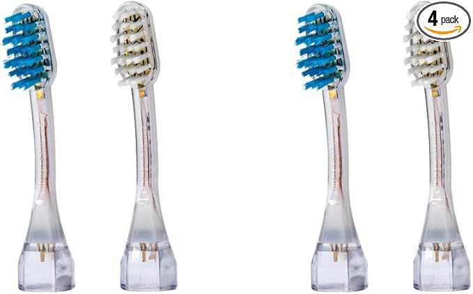 Emmi-dent Platinum 4-Pin Wave Bristle-Head Attachments - Electric Toothbrush Replacement Heads. Cleans with Ultrasound Waves. (Wave 4 Pack)