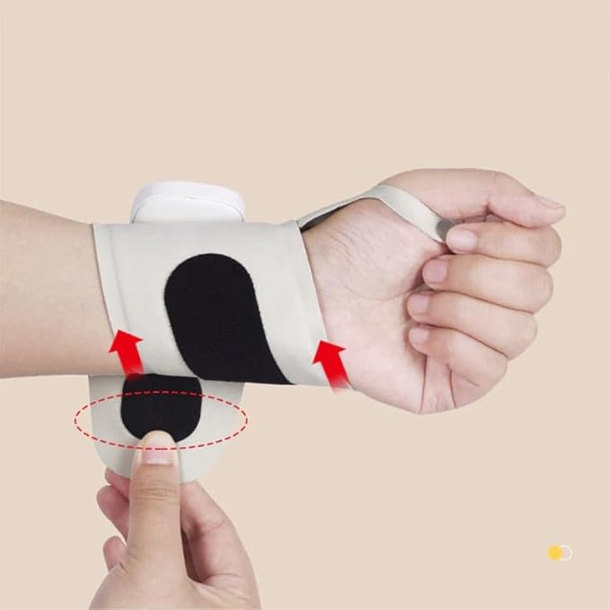 Rechargeable Adjustable Electric Wrist Massager Ergonomic 360° Support Portable Cordless Hand Heating Pad with 8 Modes 30 Intensity Levels for Hand Pain Relief Magnetic Detachable Host (White)