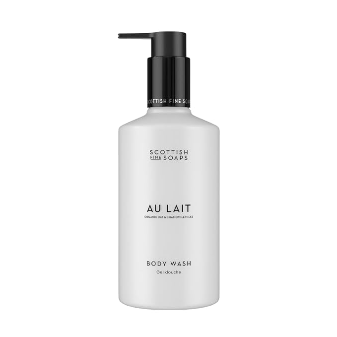 Scottish Fine Soaps Au Lait Body Wash Organic Oat and Chamomile Chocolate and Coconut Scent Vegan Formula 300ml