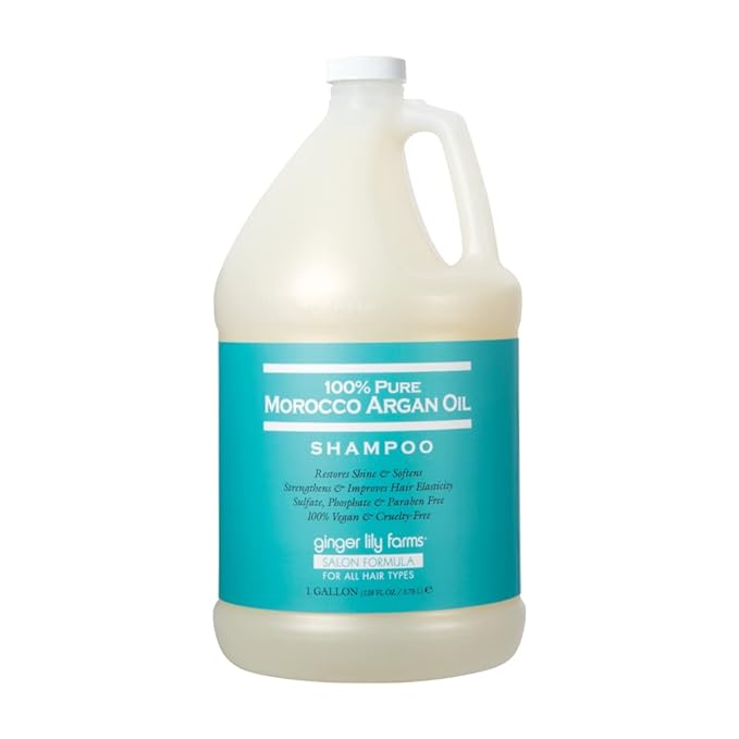 Ginger Lily Farms 100% Pure Morocco Argan Oil Body Wash + Shampoo + Conditioner Bundle 1 Gallon Each
