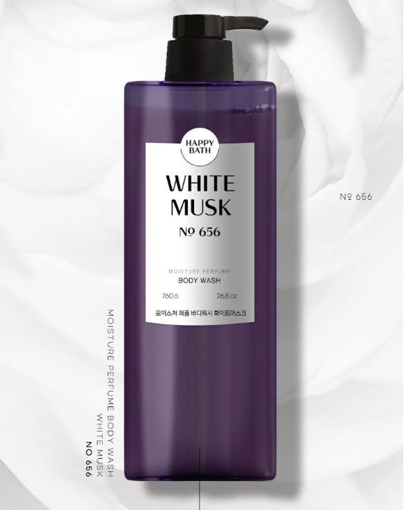 ZEESOON Happy Bath Moisture Performed Shower Body Wash for Women Men No 656 (760ml 25.69 fl oz.) skin care and skin soft body cleansing foam (White Musk)