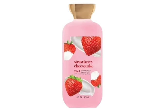 Strawberry Cheesecake 2-in-1 Body Wash and Bubble Bath Light Foaming Formula for Everyday Bath Use Sweet Scent Notes Comfortable Daily Cleansing 16 fl oz Bottle