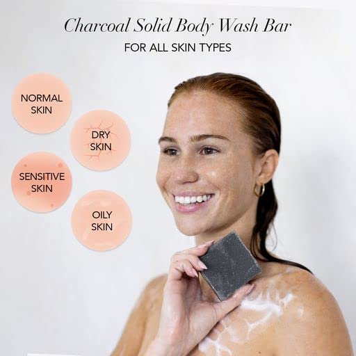 Kitsch Detoxifying Charcoal Body Wash Bar &amp Reusable Luxury Shower Cap for Women