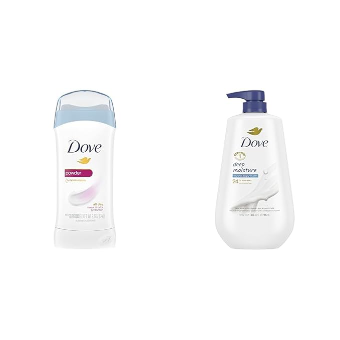 Dove Antiperspirant Deodorant Powder 2.6 Ounce (Pack of 6) &amp Body Wash with Pump Deep Moisture For Dry Skin Moisturizing Skin Cleanser
