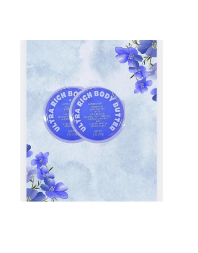 Ultra Rich Body Butter SHEA BUTTER.PASSION FRUIT SEED OIL HIBISCUS EXTRACT WARM VANILLA 2 pack each 8 oz