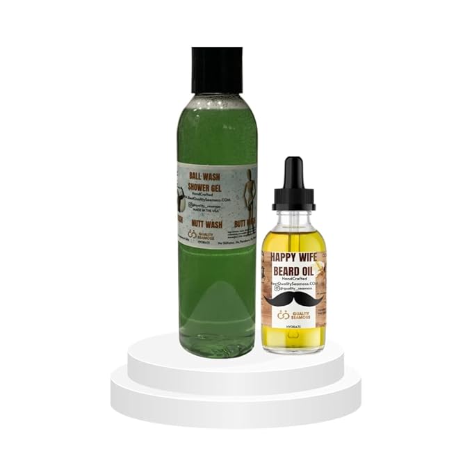 Fresh Intimate Body Wash Balls Wash Nutt Wash Butt Wash for Men 6 oz- With Aloe Mint TeaTree Oil Cucumber. Tingles Freshens Moisturize Anti-itch Soothing Odor contro (Wash and Beard Oil)