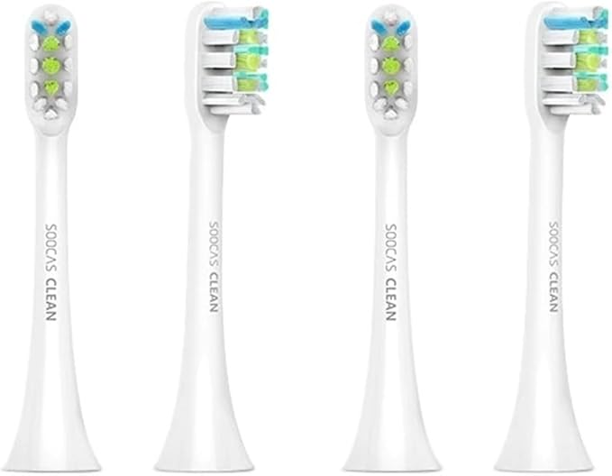 Electric Toothbrush Heads Replacement Compatible for SOOCASX1 X3 X3U X5 Teeth Brush Replacement Heads(White 4 pcs)