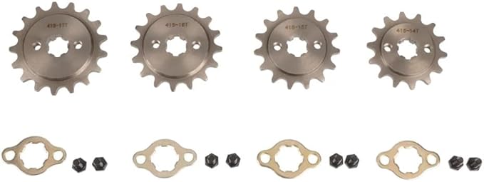 Fit For 415# 17MM Tooth NO. 14T 15T 16T 17T Item Diameter : 1.7cm Item Weight : 0.16kg Item Height : 1cm Item Width : 10cm Item Length : 10cm Replacement parts(16T)