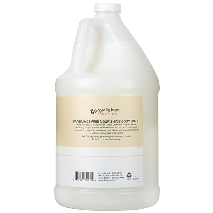 Ginger Lily Farms Club &amp Fitness Body Wash + Shampoo + Conditioner Bundle Fragrance Free