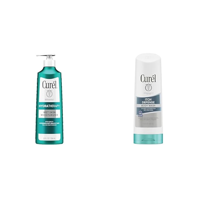 Curel Hydra Therapy In Shower Lotion Wet Skin Moisturizer for Dry or Extra-dry Skin &amp Itch Defense Calming Daily Cleanser Body Wash Soap-free Formula