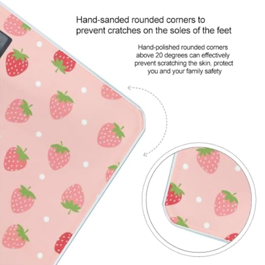 Women's Smart Scale for Body Weight Digital Bathroom Weighing Scale Automatic Switch Energy Saving Scale Compatible with Cute Pink Strawberry Polka Dot