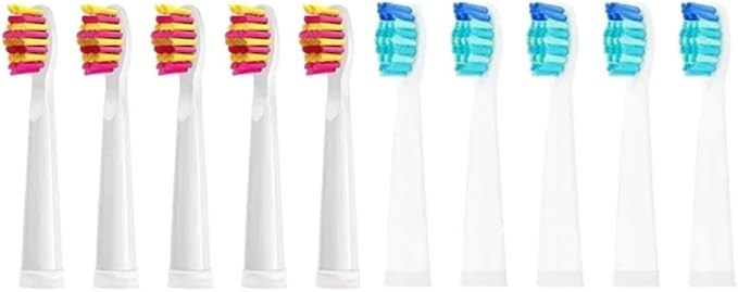 5-10Pcs Replacement Brush Heads Compatible for Seago Fairywill Electric Toothbrush FW SG 507 508 515 Bristle(5 Pink 5 White)