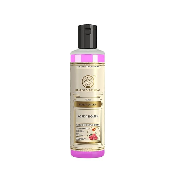 Khadi Natural Rose &amp Honey Body..Wash | For Deep Cleansing | With Soothing Fragrance | Suitable for All Hair Types 210ml