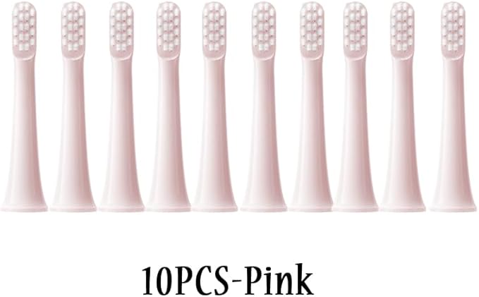 10pcs Replacment Heads Compatible for XIAOMI T100 Sonic Electric Toothbrush Soft Vacuum Dupont Whitening Clean Bristle Brush Nozzles Head(5White 5Pink)