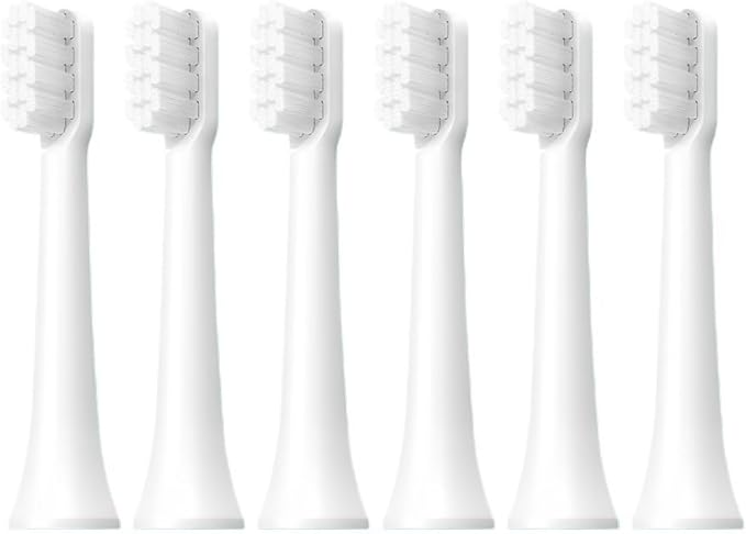 Adaptive Toothbrush Head Compatible for T100 Replacement Brush MES603 Soft Bristle Universal(T100-WH-6Pcs)