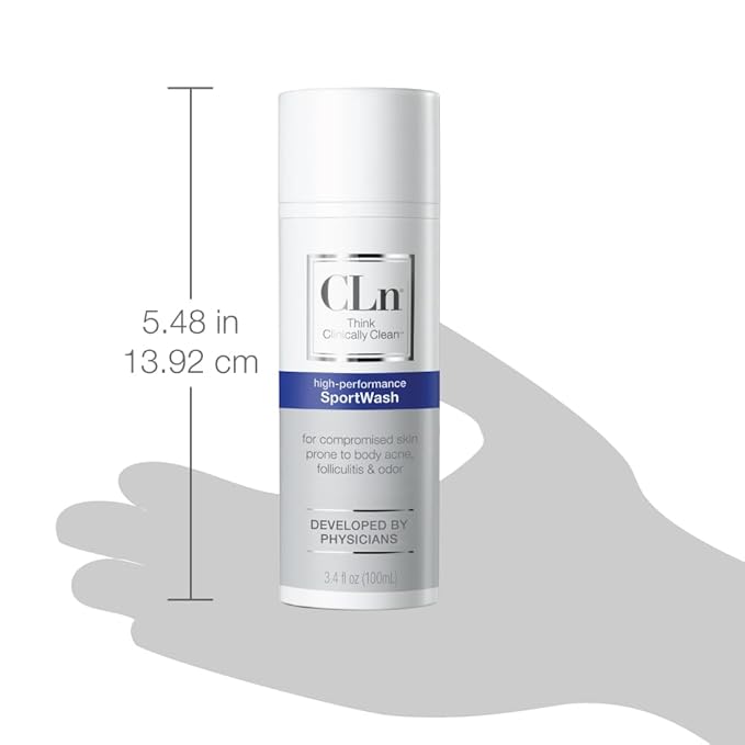 CLn® SportWash – High-Performance Sport Body Wash For Men &amp Women Prone to Body Odor Foot Odor Ringworm Folliculitis &amp Back Acne Fragrance-Free &amp Paraben-Free 3.4 fl. oz.