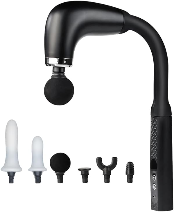 Handheld Cordless &amp Rechargeable Back Massager - Quiet - Full Body Massage Device for Women Aches Relief Sports Recovery and Deep Relaxation-Black