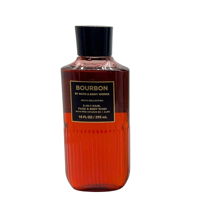 Bath &amp Body Works BOURBON NOIR OCEAN Men's Collection 3-in-1 Hair Face &amp Body Wash 3-piece Gift Set with a Blue Bow for Holidays - 10 fl oz each