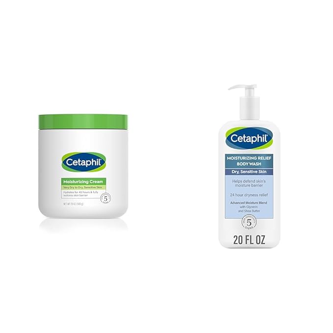 Cetaphil Body Moisturizer Hydrating Moisturizing Cream for Dry to Very Dry &amp Body Wash NEW Moisturizing Relief Body Wash for Sensitive Skin