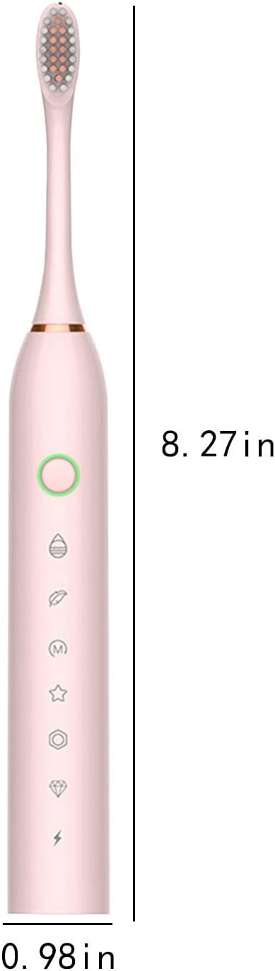 Generic Electric Toothbrush with 8 Brush Heads &amp 6-Speed Rechargeable Electric Powered Toothbrush for Adults Smart Powerful Electric Toothbrush Pink