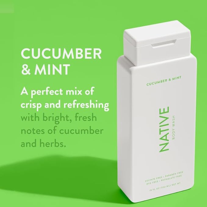 Native Body Wash Contains Naturally Derived Ingredients | for Women &amp Men Sulfate Paraben &amp Dye Free Leaving Skin Soft &amp Hydrated |Coconut &amp Vanilla Lavender Rose &amp Cucumber M