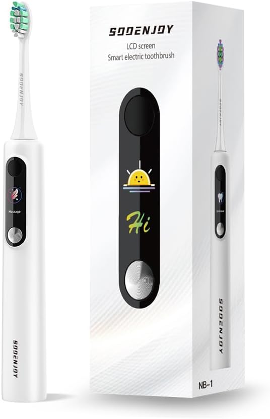 NB-1 LCD Screen Electirc Toothbrush5 Modes 5 intensities &amp DIY ModeRechargeable Sonic Electric Power Toothbrush for AdultWhite