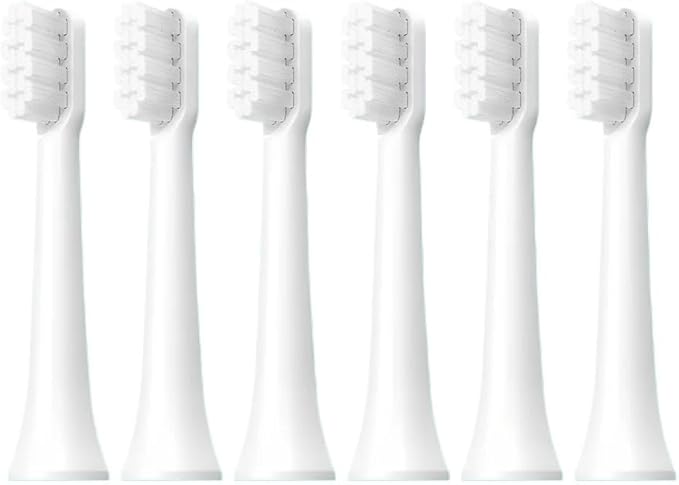 Adaptive Electric Toothbrush Head Compatible for MijiaSonic T100 Replacement Brush Head MES603 Soft Bristle Universal(T100-WH-6Pcs)