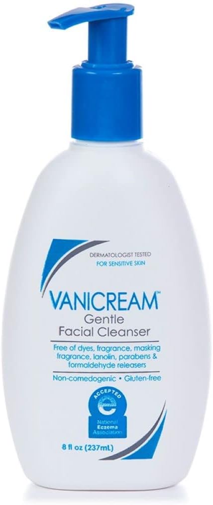 Vanicream Shampoo (12 Fl Oz) Gentle Facial Cleanser with Pump Dispenser (8 fl oz) Gentle Body Wash (12 Ounce) Bundle