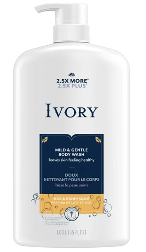 Ivory Body Wash - Ivory Clean Body Wash Pump Original with body pum(Pack of 2). (Milk and Honey)