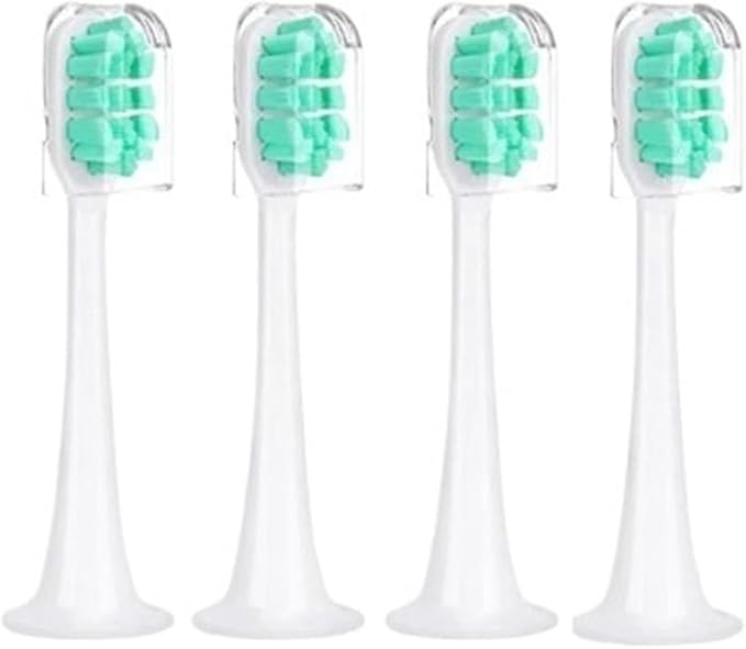 Compatible for Xiaomi Mijia T300/T500/T700 Replacement Brush Heads with Caps Sealed Package Soft(4Green)