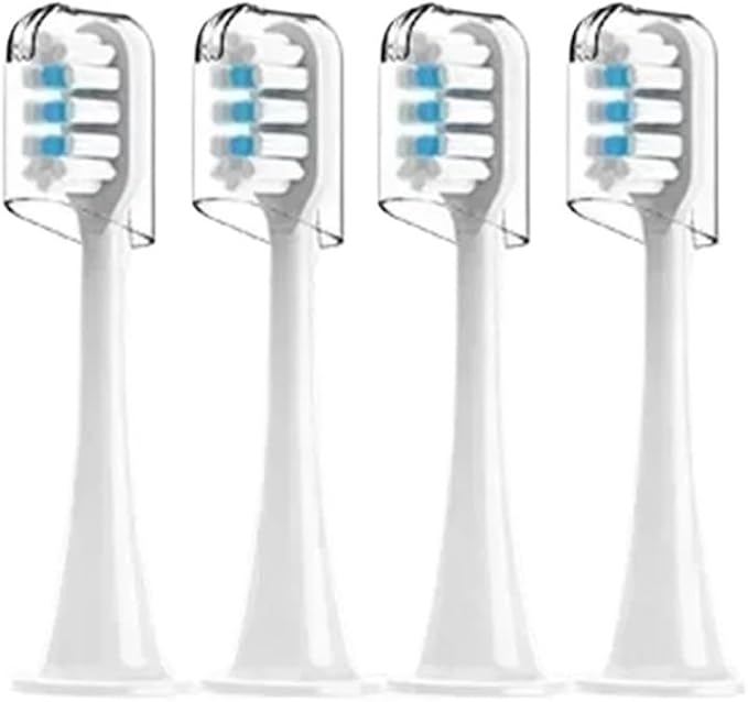 Compatibility for Mijia T300/T500/T700 Sonic Electric Toothbrush Heads Replaceable Refill Nozzles 4 Colors with Anti-Dust Caps 4/20Pcs(4White)