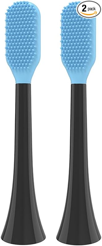 Tongue Scraper Heads Compatible with Philips Sonicare Click-On Handles – Gentle &amp Effective Tongue Cleaner Fresh Breath 2 Pack Replacement Brush Heads (Black One Size)