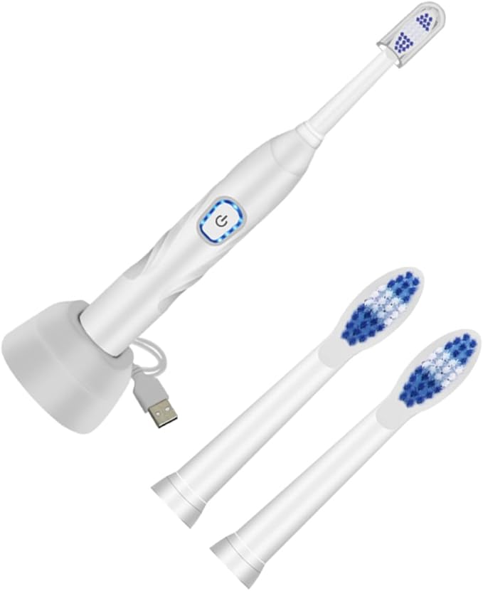 Veemoon Electric Toothbrush for USB Charging Sonic Vibration Bristle Toothbrush White Set Suitable for Boys and Home Oral Care