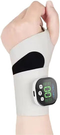 Rechargeable Adjustable Electric Wrist Massager Ergonomic 360° Support Portable Cordless Hand Heating Pad with 8 Modes 30 Intensity Levels for Hand Pain Relief Magnetic Detachable Host (White)