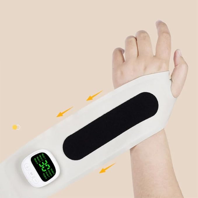 Rechargeable Adjustable Electric Wrist Massager Ergonomic 360° Support Portable Cordless Hand Heating Pad with 8 Modes 30 Intensity Levels for Hand Pain Relief Magnetic Detachable Host (Blue)