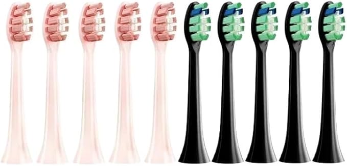 10PCS Replacement Brush Heads Compatible for Philips HX6930 HX6064 Sonic Electric Toothbrush Vacuum Soft Bristle Nozzles(5BlackPink)