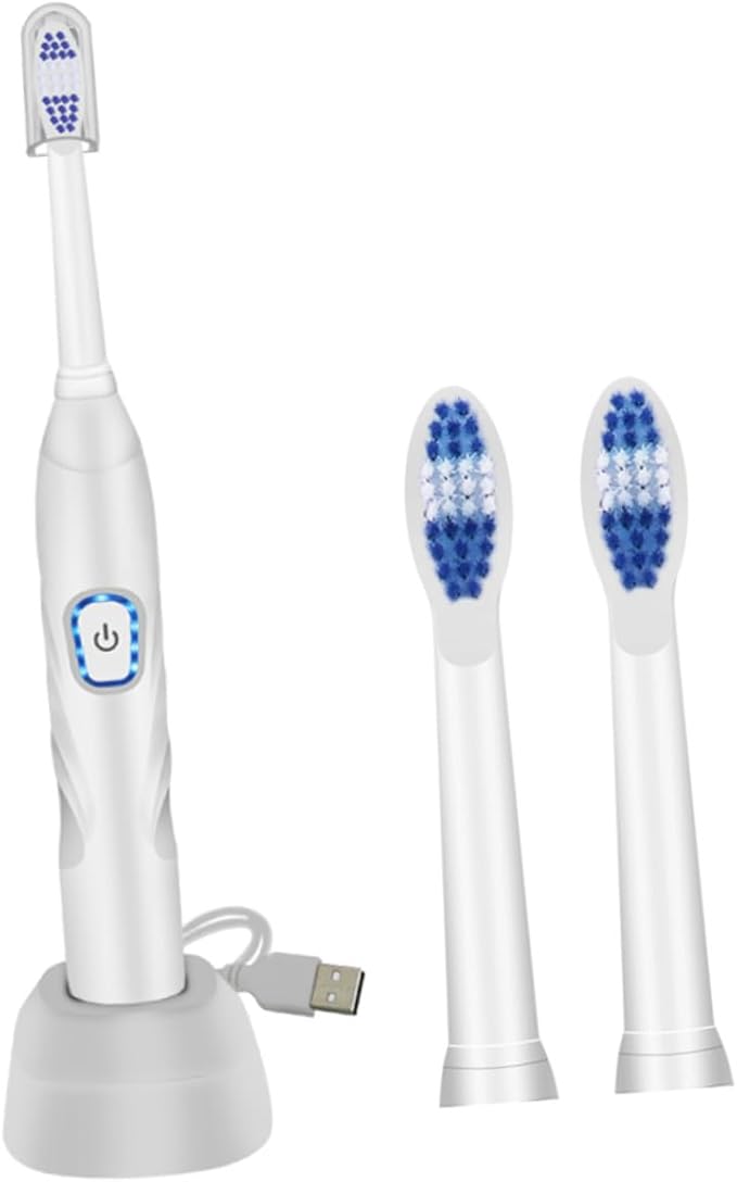 Ciieeo Electric Toothbrush USB Charging Vibration Sonic Toothbrush with Soft Bristles Waterproof for Home Use White