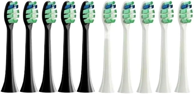 10PCS Replacement Brush Heads Compatible for Philips HX6930 HX6064 Sonic Electric Toothbrush Vacuum Soft Bristle Nozzles(5Black5White)