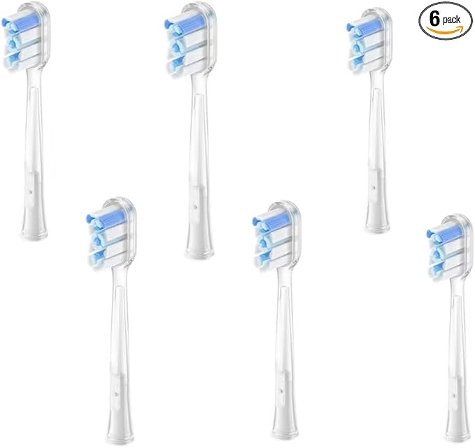 6Pcs Replacement Heads for Laifen Wave Cushioned TPU Buffer Soft Bristles Compatible with LFTBO1-S/LFTB01-P/LFTB01-A Oscillating Toothbrush Heads (Efficient Clean X 6)