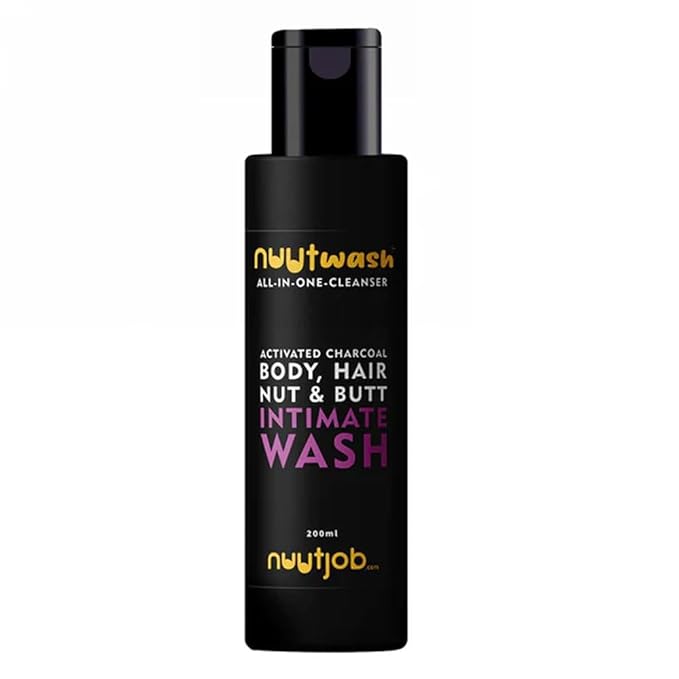Nuutwash All in One Cleanser for Men 200 ml | Intimate Nut-Butt-Body &amp Hair Wash | Activated Charcoal | Plant Extracts | Natural Ingredients | Essential Oils | For Men-Boys