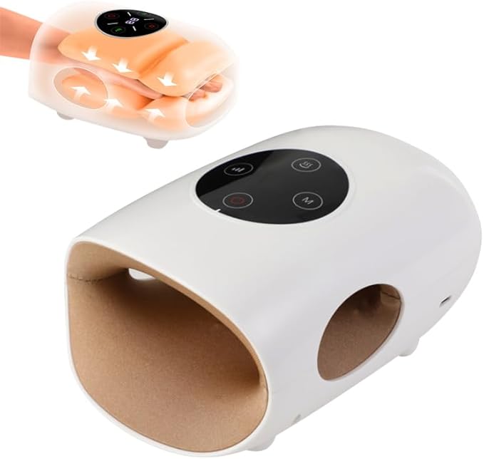 Hand Massager with Heat and Compression Cordless Electric Hand Massager for Arthritis and Carpal Tunnel Hand Therapy with 3 Modes 5 Intensity Levels and 2 Heating Options White