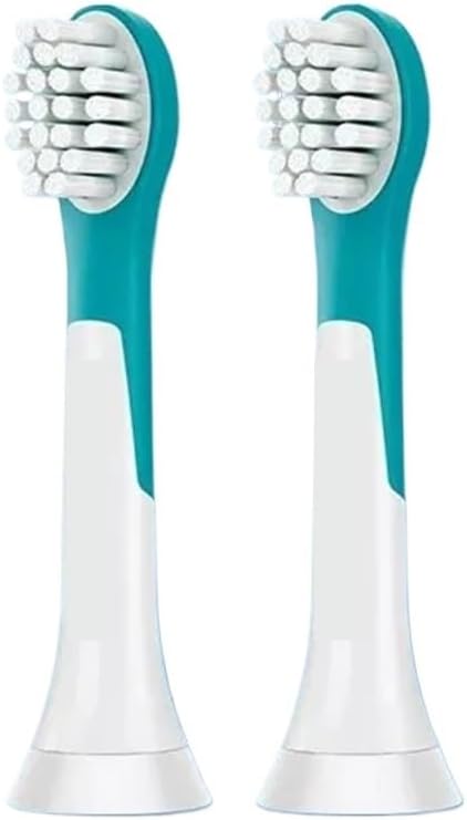Compatible For Philips Sonicare Electric Toothbrush Head For Kids Compatible For MINI Tooth Brush Replacement Brush Head 2 Pcs HX63X2 Model(HX6042 for 7yr kids)